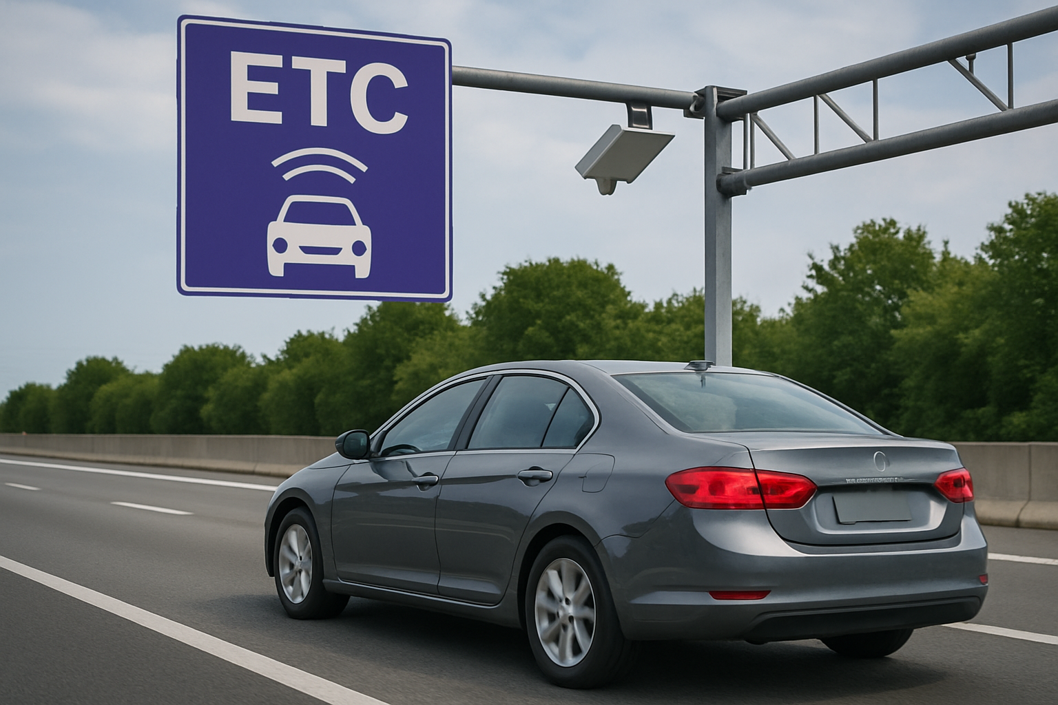 Electronic toll collection system in use